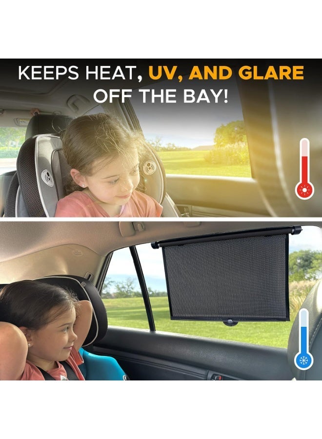 2 قطعة ستارة جانبية قابلة للسحب للنوافذ الجانبية - ستائر بسحب مع أكواب شفط للحماية من الأشعة فوق البنفسجية والوهج (15"x17") - Image 5